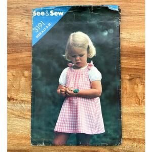 Vintage 1980s Butterick 3191 Sewing Pattern Size 1-2 Girls Jumper Dress COMPLETE